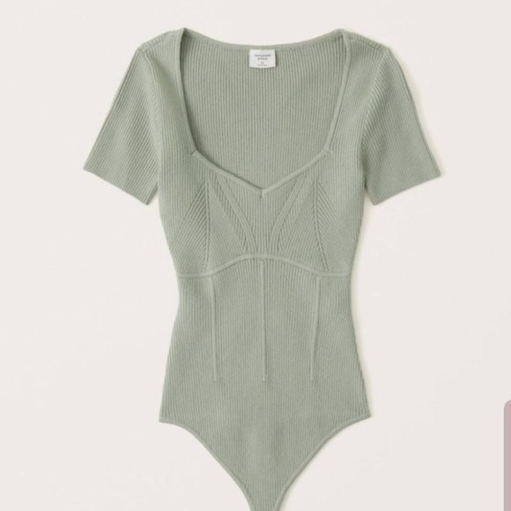 Abercrombie Corset Style Bodysuit Green